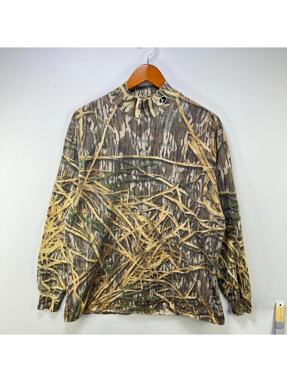 Vintage Mossy Oak Tree Camo Mock Neck Shirt Large